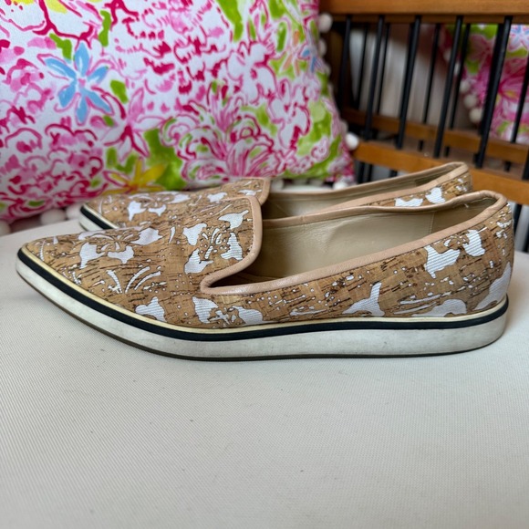 Nicholas Kirkwood floral motif slip on sneakers flats loafers cork canvas sz 37 - Picture 9 of 14